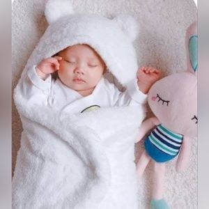 Teddy bear winter white baby sack